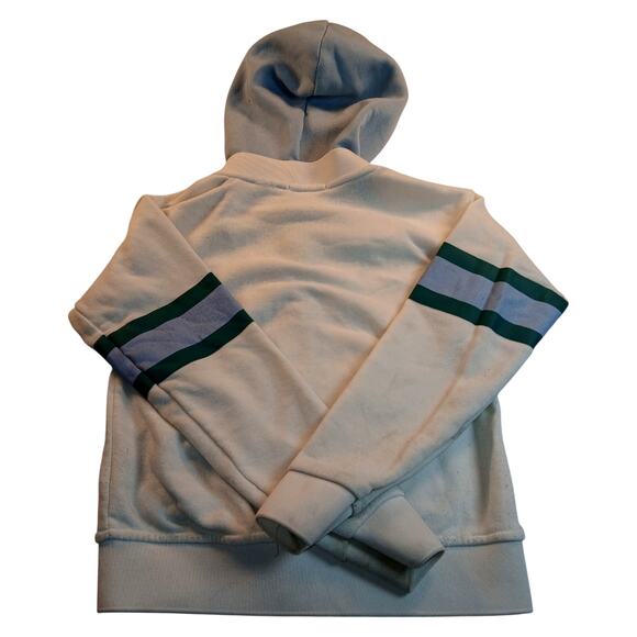 Girls No Comment White & Light Blue Smiley Face Hoodie - Size: M (10/12) - Picture 4 of 5